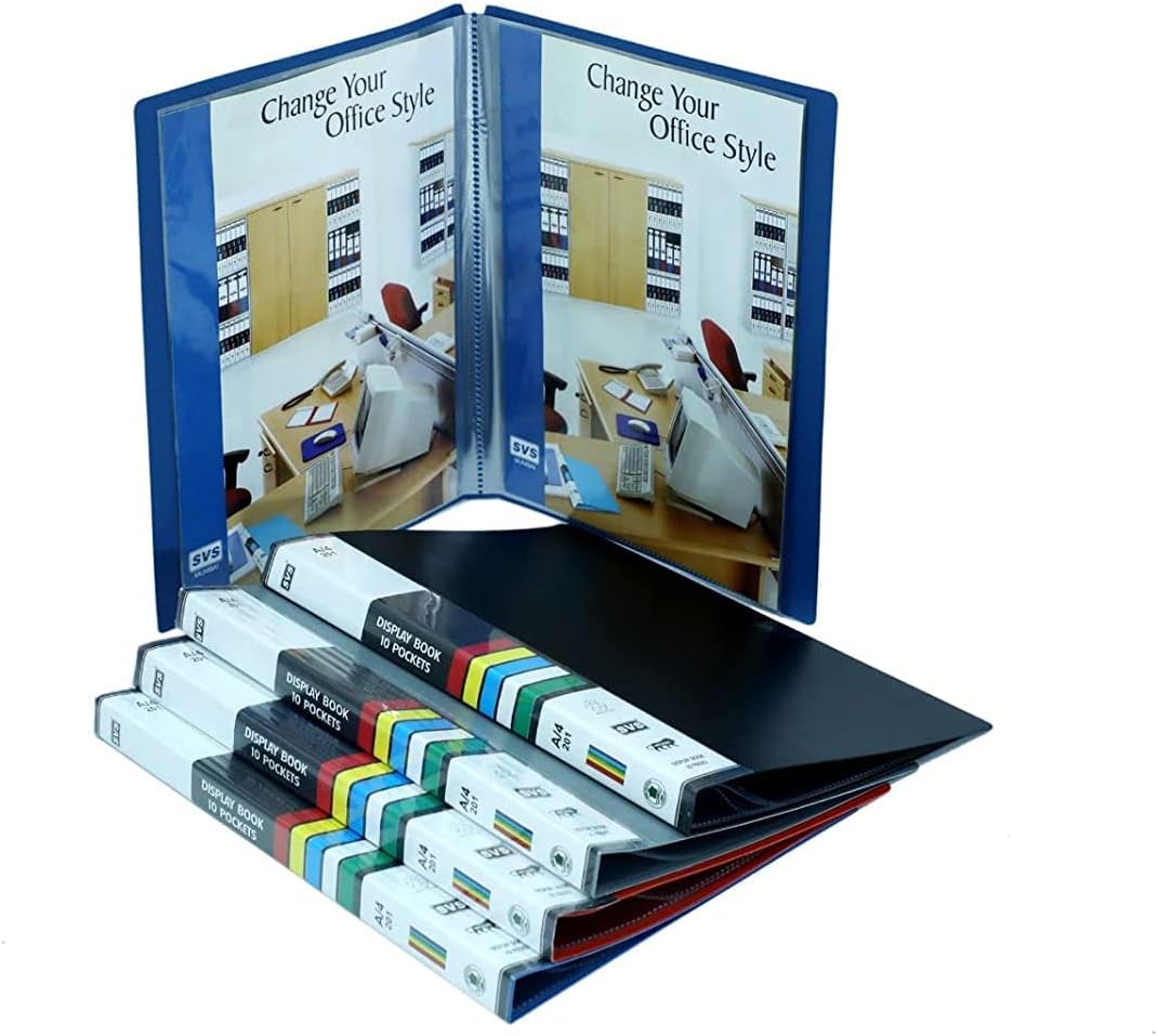 HATHIYANI A4 Size Presentation Display Book Portfolio File Folder Presentation Binders with Plastic Clear Sleeves Document Organizer Multicolor (40 Pockets Pack of 2)