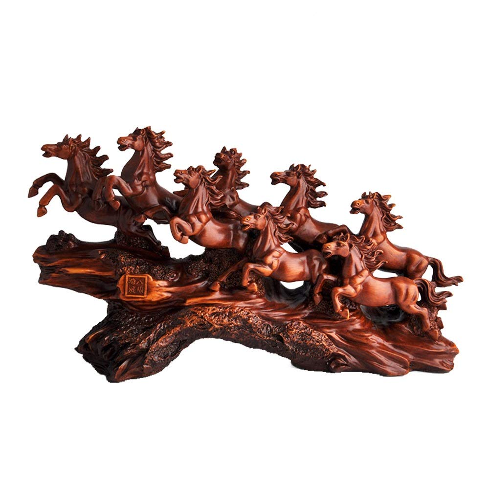 BLRYP Eight Horses Statue Resin Ornaments Lucky Feng Shui Horse Office Desktop Sculpture Moved to New Home New Store Opening Gift/19.7x6x11.4inches Home,Office,Living Room,Bar,Cafe