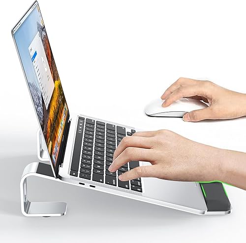 NTMY Soporte para computadora de escritorio, soporte para laptop con soporte para muñeca, soporte de computadora para laptop, soporte ergonómico