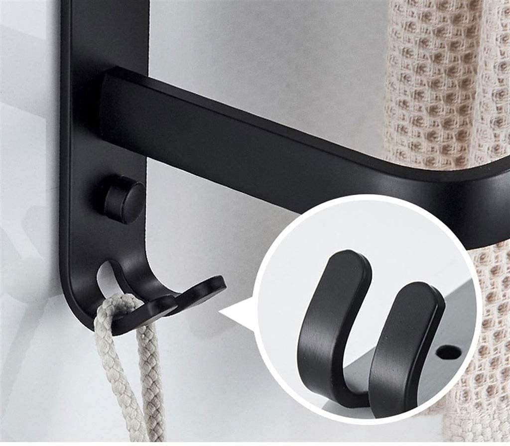Toalla de Toallas de Perforación de Taladradilla Montada en la Pared Baño de Toallas de Toallas de Toallas de Toallas Accesorios de Hardware Toilelas para Toallas de Baño/Negro/60 cm