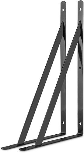 Miniatura 6 de STARVAST Paquete de 4 soportes de estante resistentes de 9.8 x 6.3 pulgadas, estantes flotantes negros triangulares, ángulo de 90 grados, soporte de