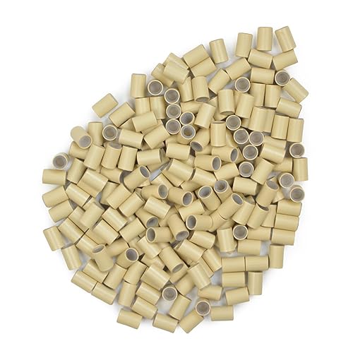 200 piezas de microanillos forrados de silicona de 0.157 x 0.079 x 0.236 in para extensiones de cabello (rubio)