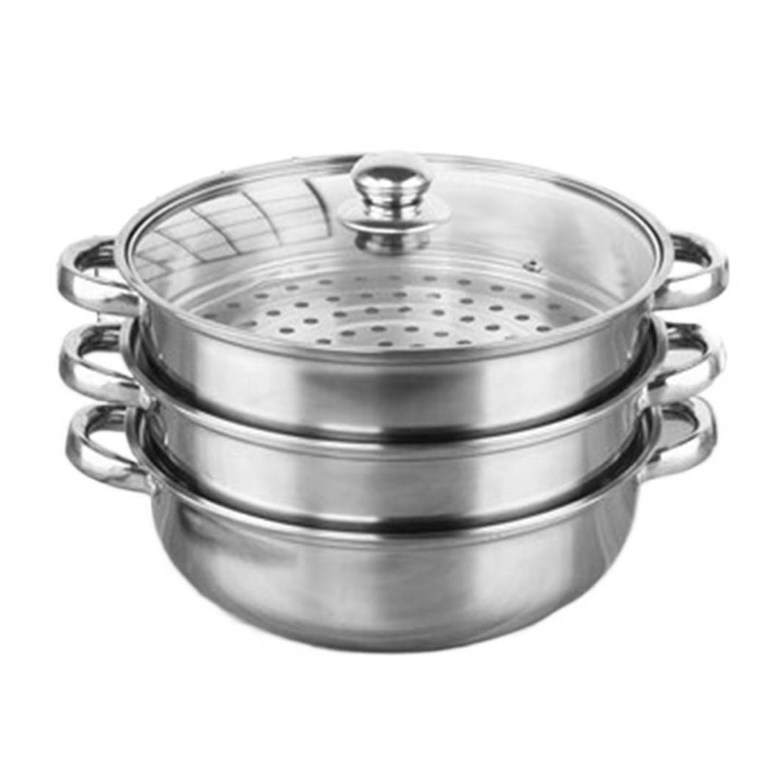 Olla para cocinar verduras al vapor en reuniones familiares con 3 capas apilables