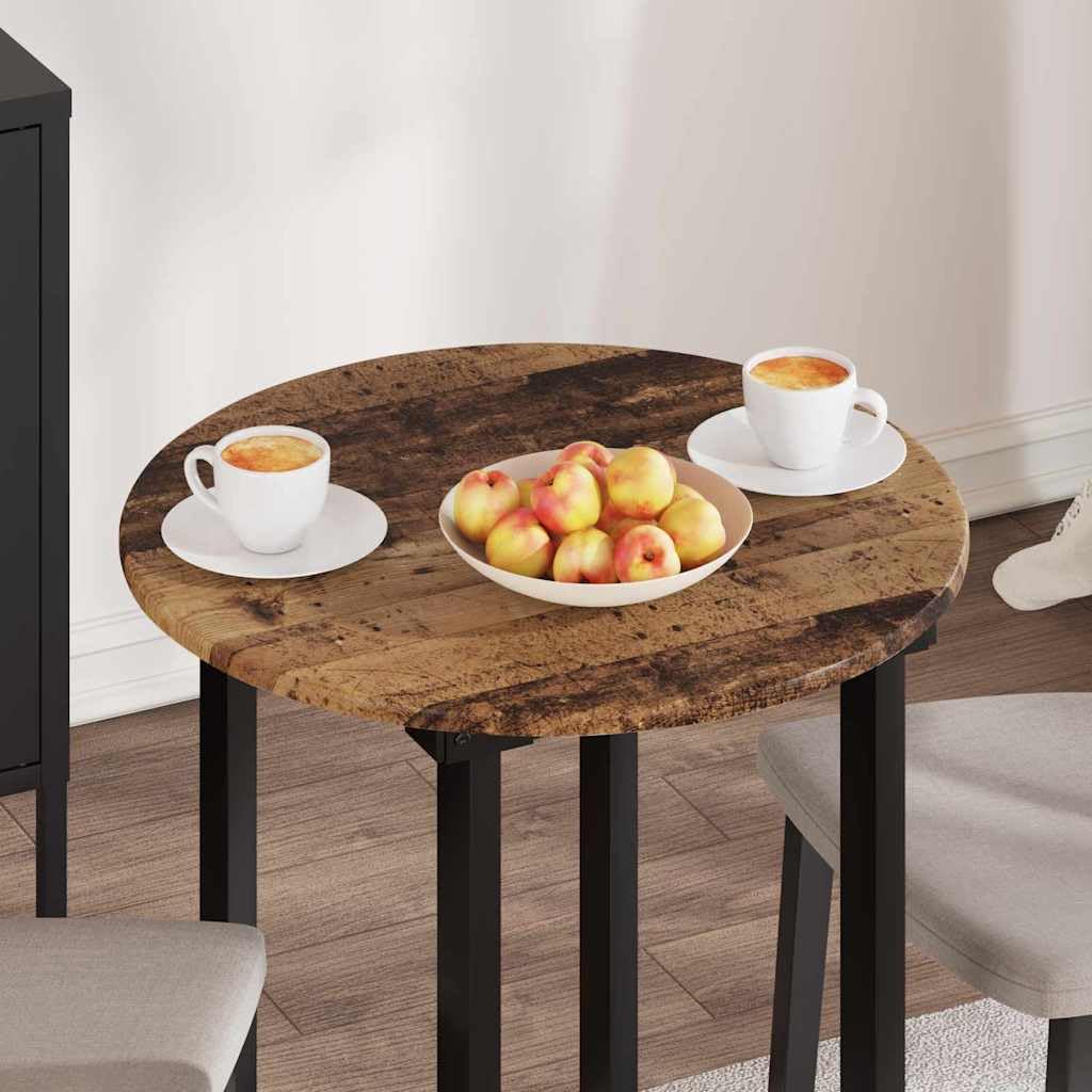 Runde Tischplatte Altholz 60 x 60 x 1,5 cm aus Holzwerkstoff für Außenbereich, minimalistisches Design für Terrasse und Garten, wetterfeste stabile Platte mit eleganter