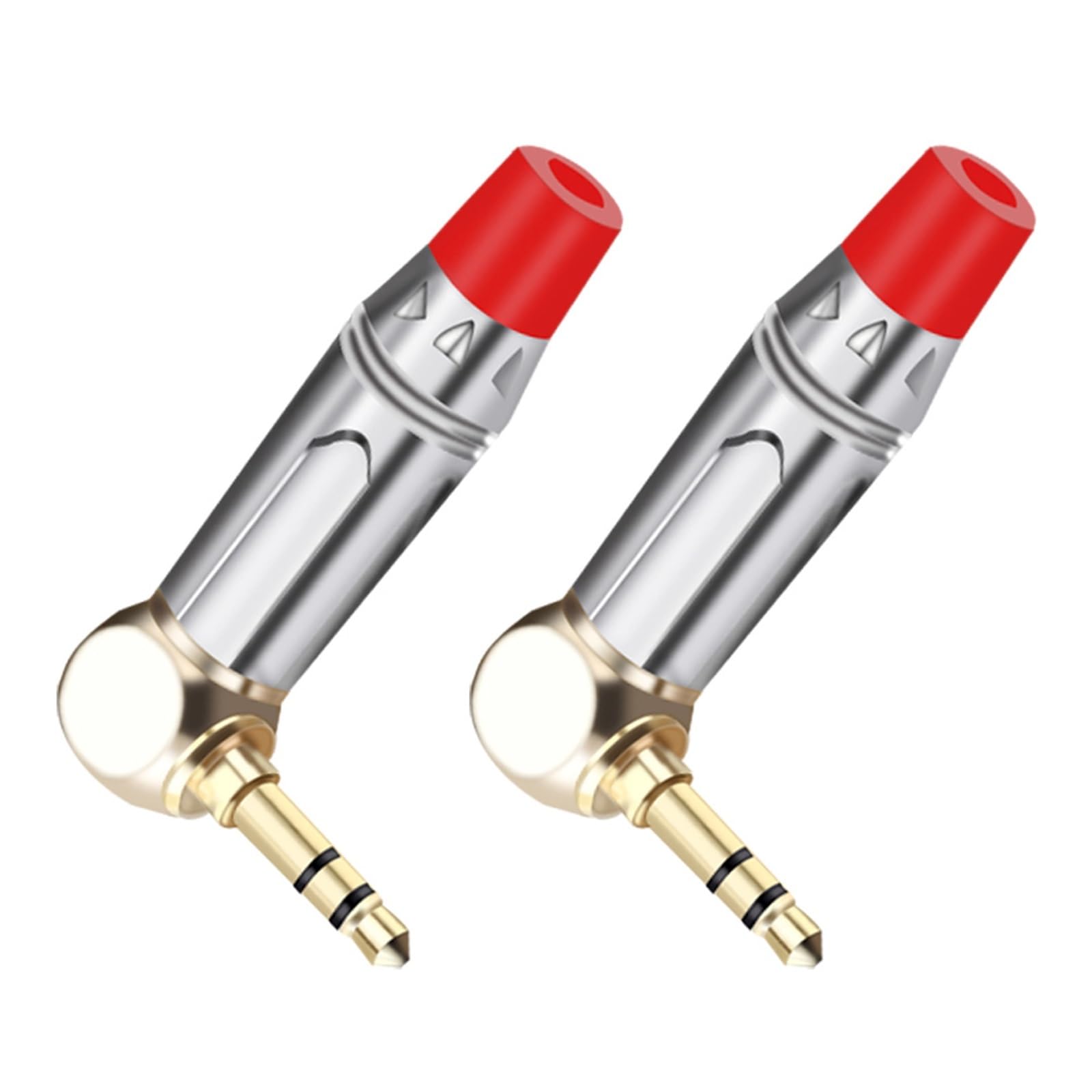 10 Uds forma de L 90 grados 3,5mm 3 polos conector macho estéreo ángulo recto conector de tubo de aleación de Zinc conector Jack de auriculares for soldar(Red Tube)