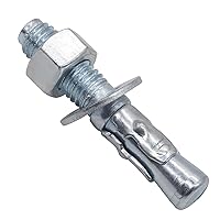 Vista 8 de Kit de anclaje de cuña de acero al carbono de 3/8 x 2-1/2 pulgadas para cemento de hormigón, pared, suelo, cubierta, soporte de base de cerca, poste