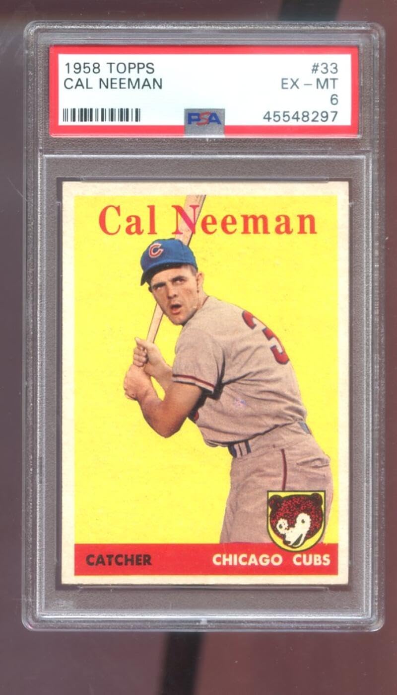 1958 Topps #33 Cal Neeman PSA 6 Graded Baseball Card MLB Chicago Cubs