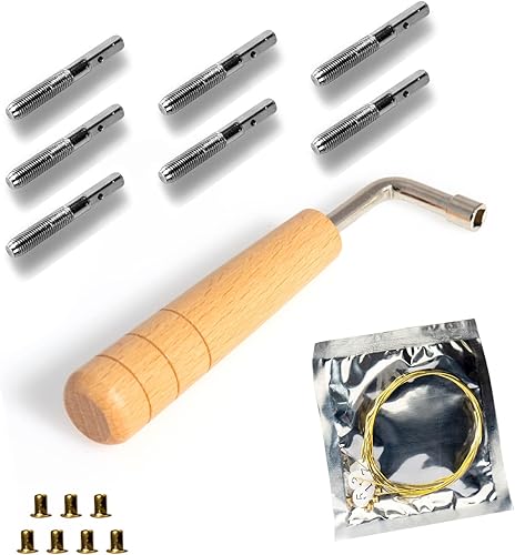 7 cuerdas de arpa de lira 7 piezas de clavos con llave de afinación de repuesto para arpa de lira y otros instrumentos musicales de cuerda pequeños