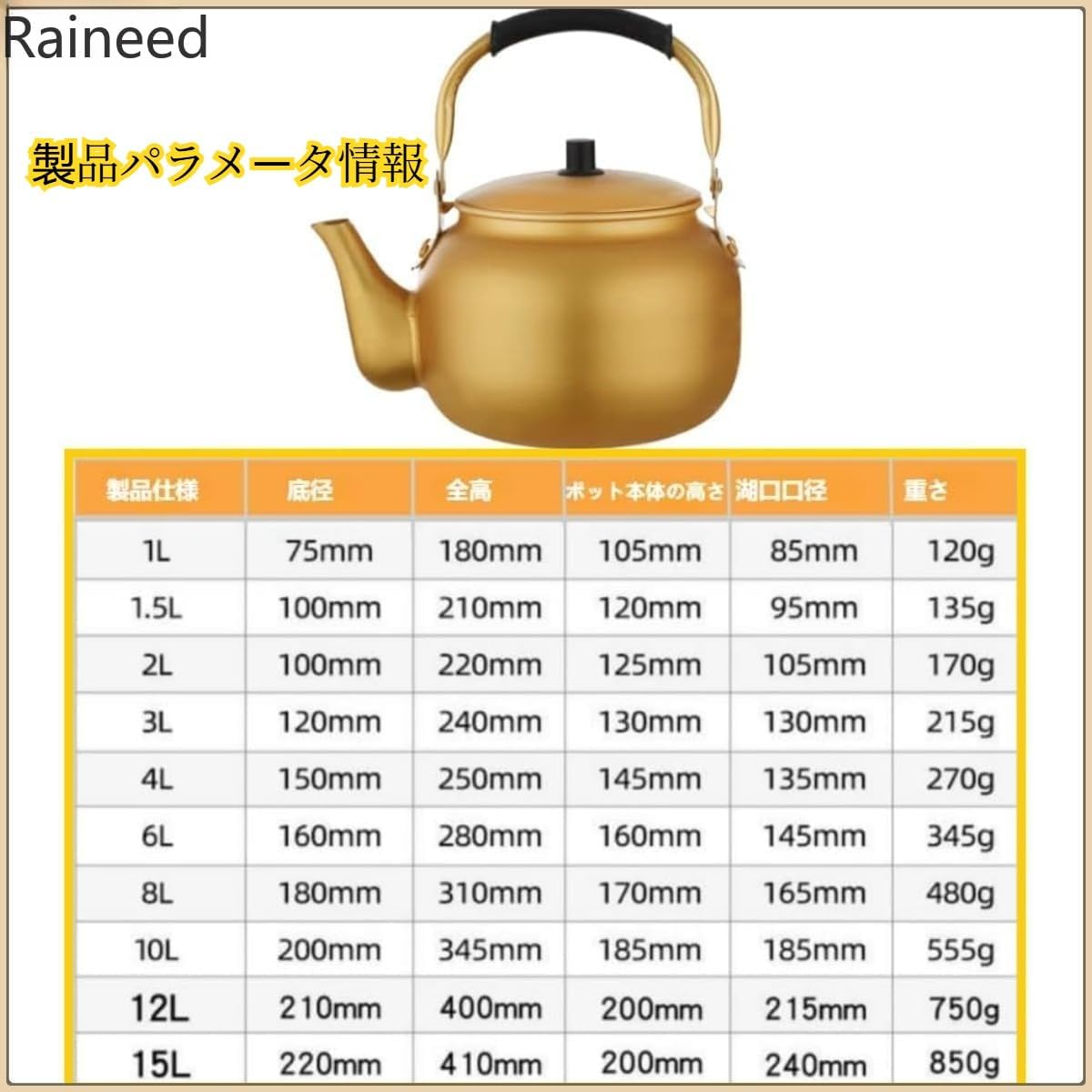 ケトル 大容量 アルミ やかん 広口 日本酒 家庭用/業務用 キッチン用品 均一加熱 ガス/直火対応 【ホームキッチンコーヒーポット】 (10L)