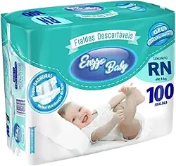 Fralda Descartável Infantil Enzzo Baby Pacotão Diurna Noturna com Fita (RN)