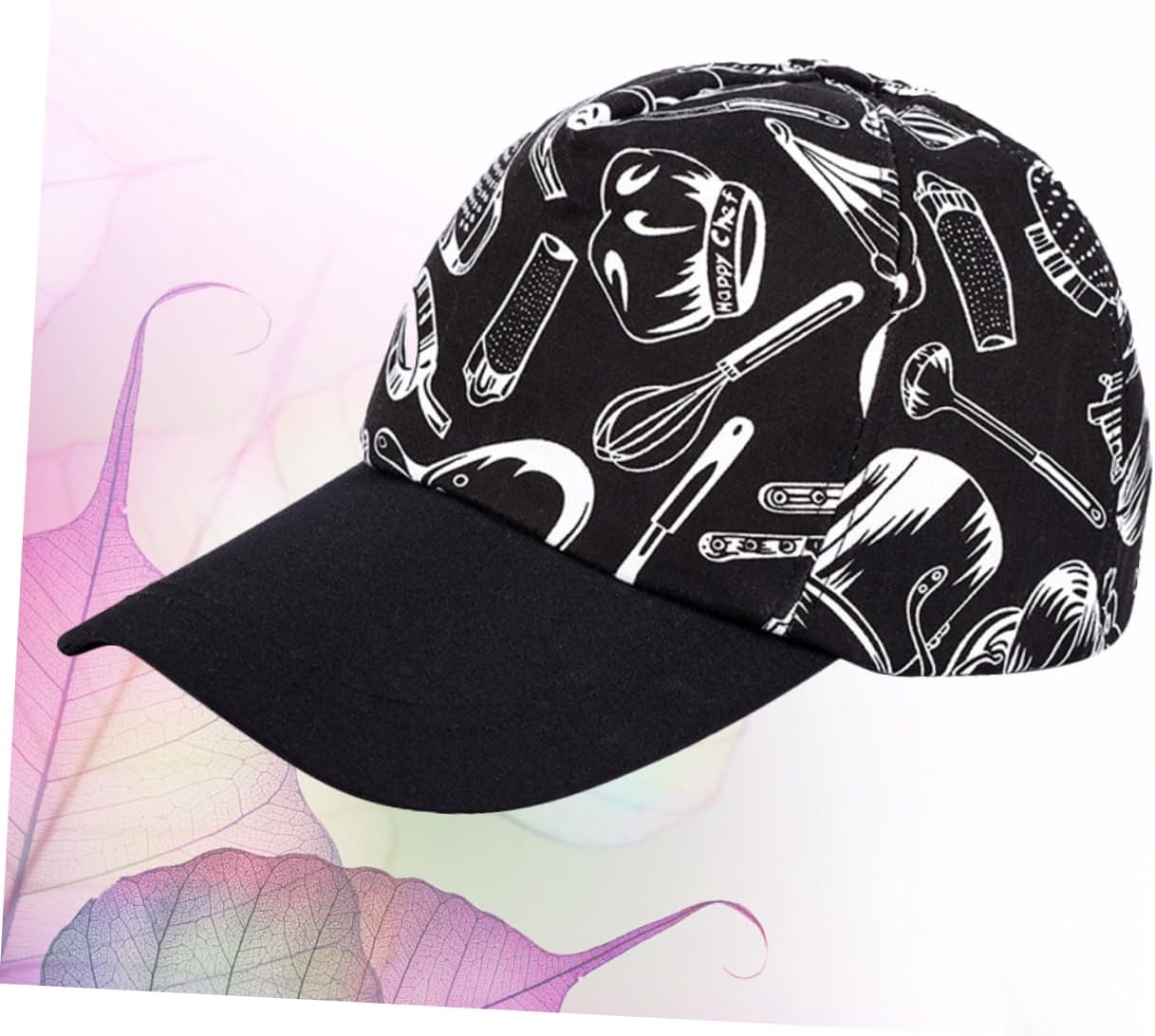 1Pc Chef Hat for Restaurant Workers Comfortable Working Kitchen Cap with Knife and Fork Pattern Stylish and Sweat Absorbing Design for Chefs and Waiters Multi