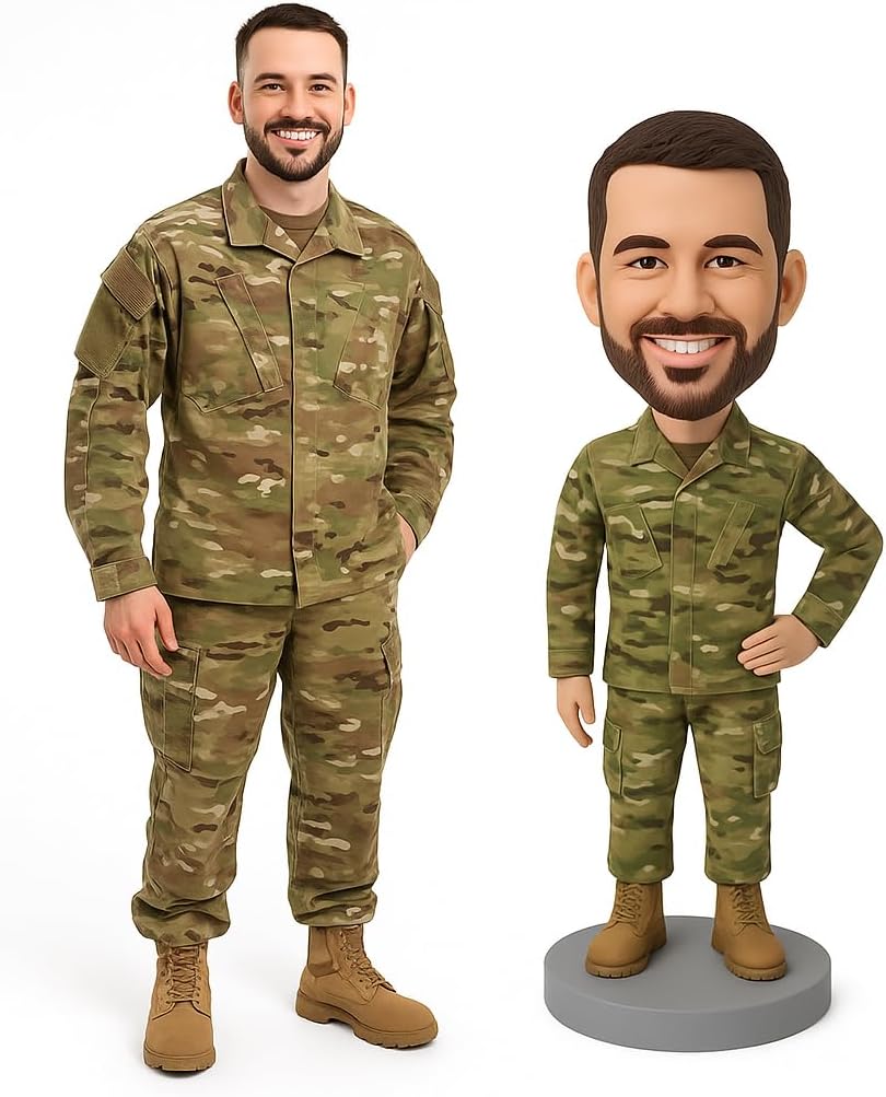 Custom Military Bobbleheads - Personalized Soldier Figurines, Handcrafted from Your Photo, Make Unique Gifts for Veterans or Military Fans