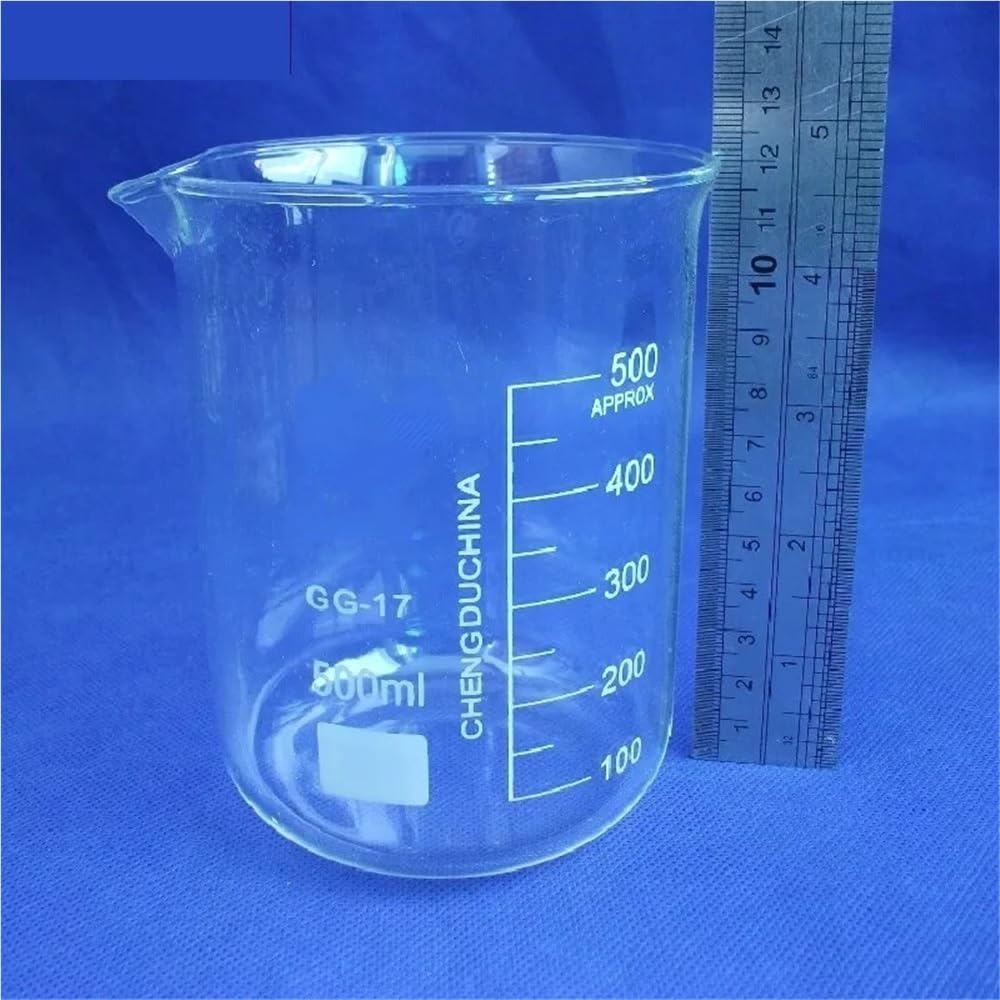Vasos de precipitados de Vidrio de borosilicato para medición de Laboratorio, Vaso medidor escalable de 500 ml, Vasos para experimentos científicos (1 Unidad)