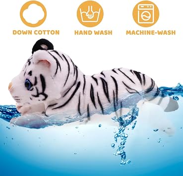 Tiger Plush Toy White Tiger Plush Pillow Stuffed Animal Tigers Soft Plush Lying Tigeres Plush Animal Cute Tigers Doll Birthday Gift Home Decor, 25cm