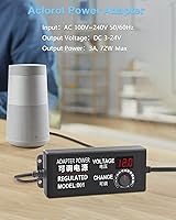 Vista 5 de Aclorol Adaptador de CA universal 3V-24V 3A 72W Fuente de alimentación ajustable DC 3V 5V 6V 9V 12V 24V 100-240V Convertidor CA/CC Varios