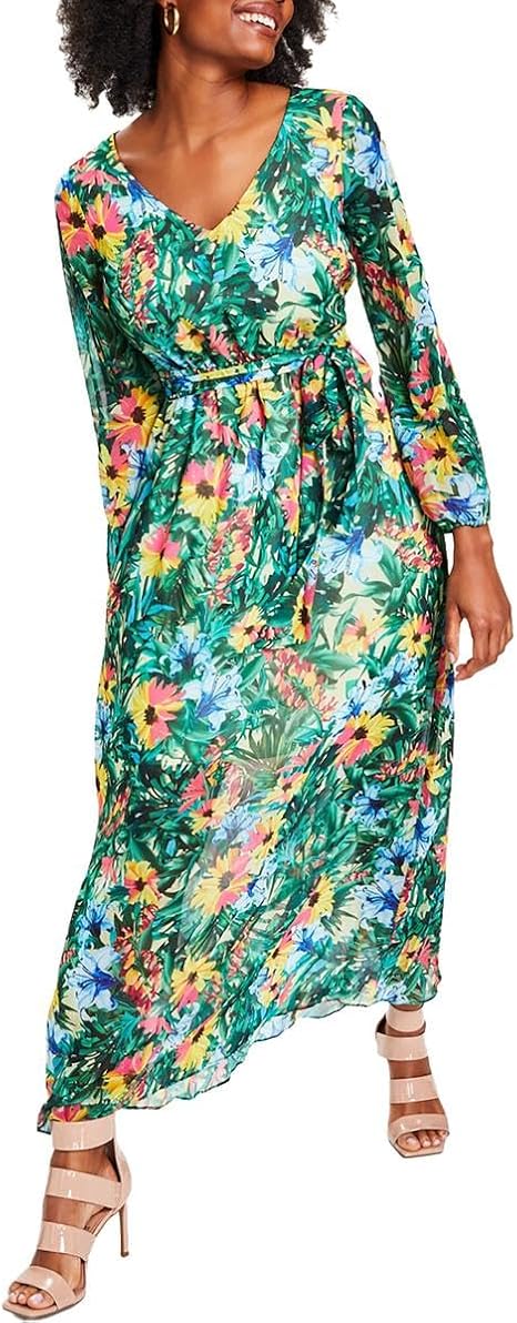 INC Womens Floral Long Maxi Dress Green 6 at Amazon Women