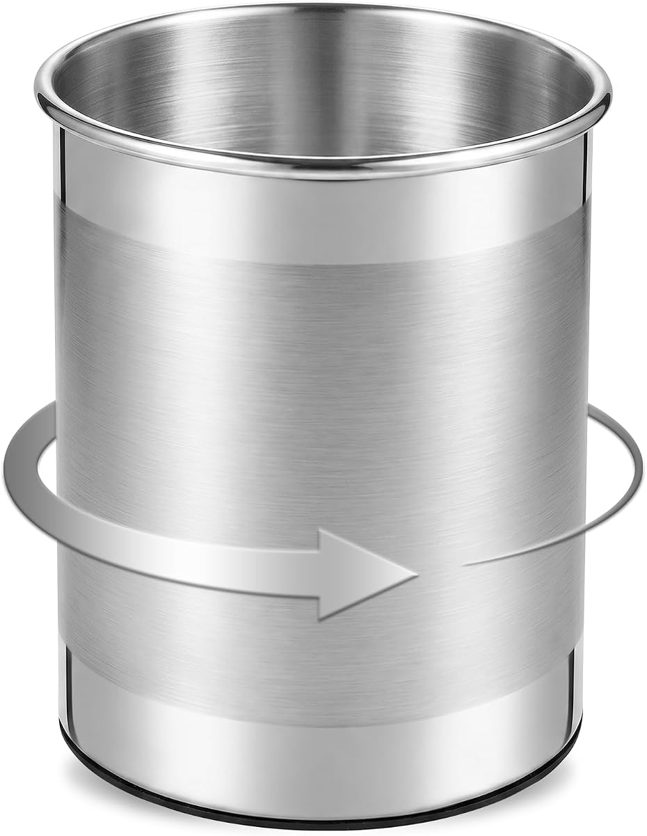 CHEFBEE 360° Rotating Stainless Steel Utensil Holder, Extra Large | Smooth 360° Spin, Large Capacity, For Spatulas Silverware Tools, Countertop Kitchen Organizer & Decor