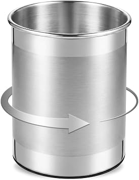 CHEFBEE Stainless Steel Utensil Holder - 360 Rotating Kitchen Cooking Utensil Crock Organizer for Countertop, Extra Large Silverware Tool Holder Caddy for Spatulas, Kitchen Counter Decor