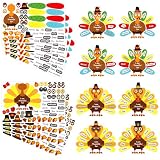 LINAYE 24 Sheets Thanksgiving Crafts for Kids, Turkey Crafts Stickers, Make a Turkey Stickers, Thanksgiving Games & Activities Crafts Party Favors for Kids Toddlers