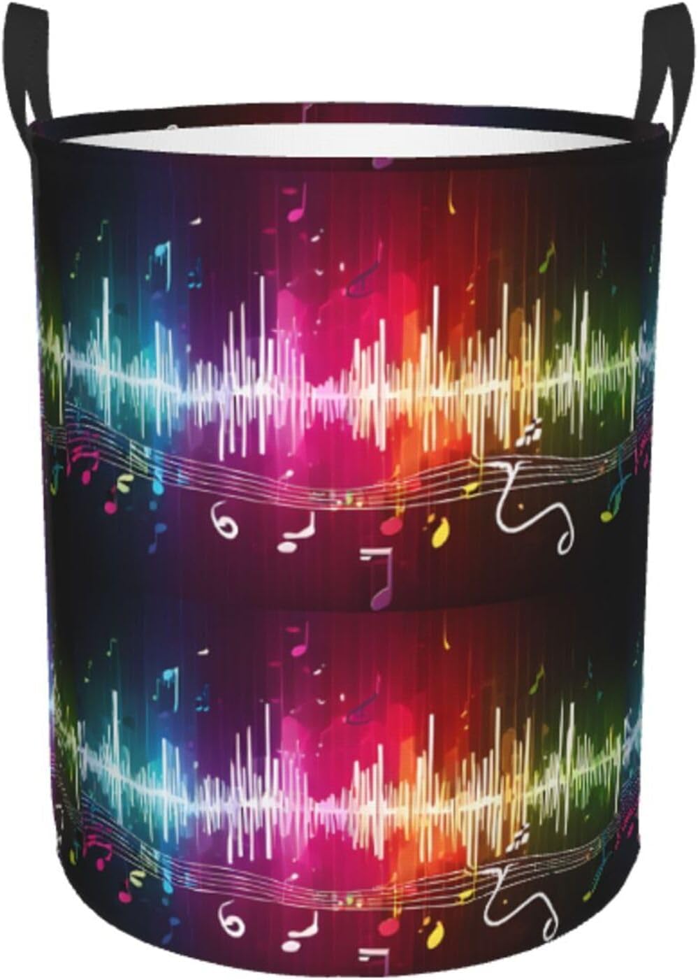(Color Music Notes) Collapsible Laundry Baskets with Handles Waterproof 16.5 x 13.8 in Laundry Hampers Blanket Toy Storage Basket Laundry Room Organization