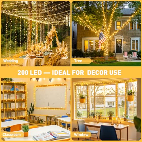 JMEXSUSS 200 LED String Lights Indoor Outdoor Clear Wire, Connectable Warm White Christmas Lights for Bedroom, 66 Ft Twinkle Fairy Classroom Light Plug in for Home Wedding Tree Yard Patio Decor - Image 6