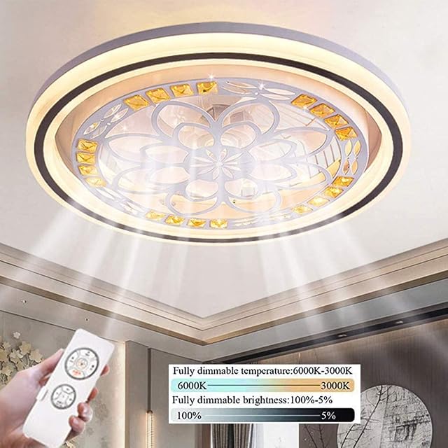 YZKJ Mute Ceiling Fan Light with Lights and Remote Control Ultra-thin 50CM Ceiling Lamp Invisible Quiet LED Dimmable Ceiling Fans Lighting for Bedroom with Remote Control Quiet Fan for Kids Room (2#)