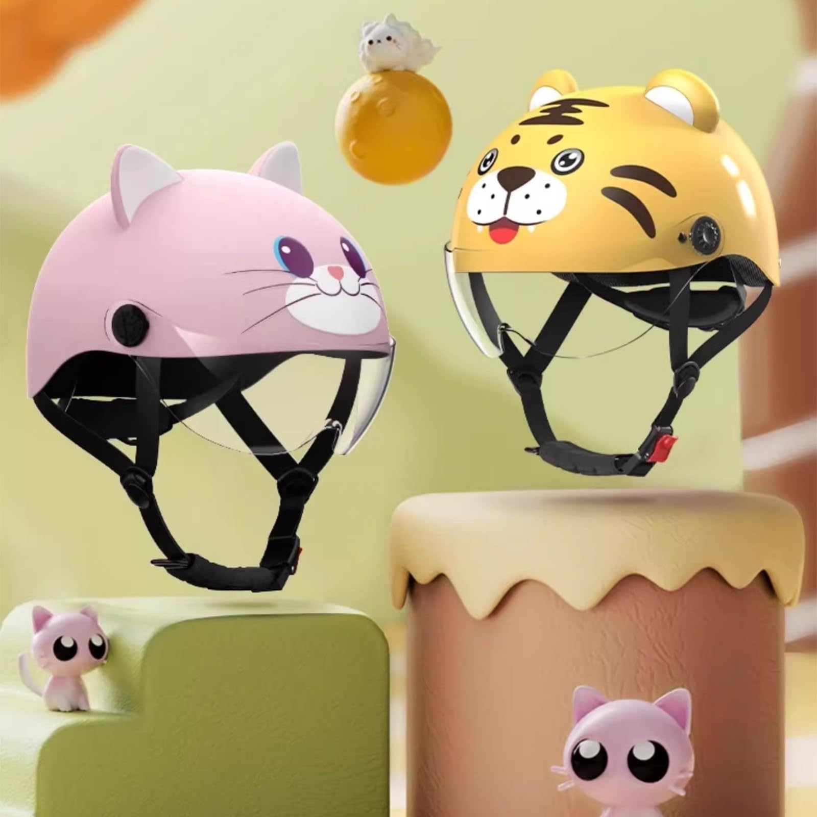 Casco De Moto Jet para Niños | Casco De Bicicleta Infantil | Casco De Scooter Infantil | con Visera | Homologado Según ECE 22.06 | para Niños Y Niñas De 3 A 12 Años