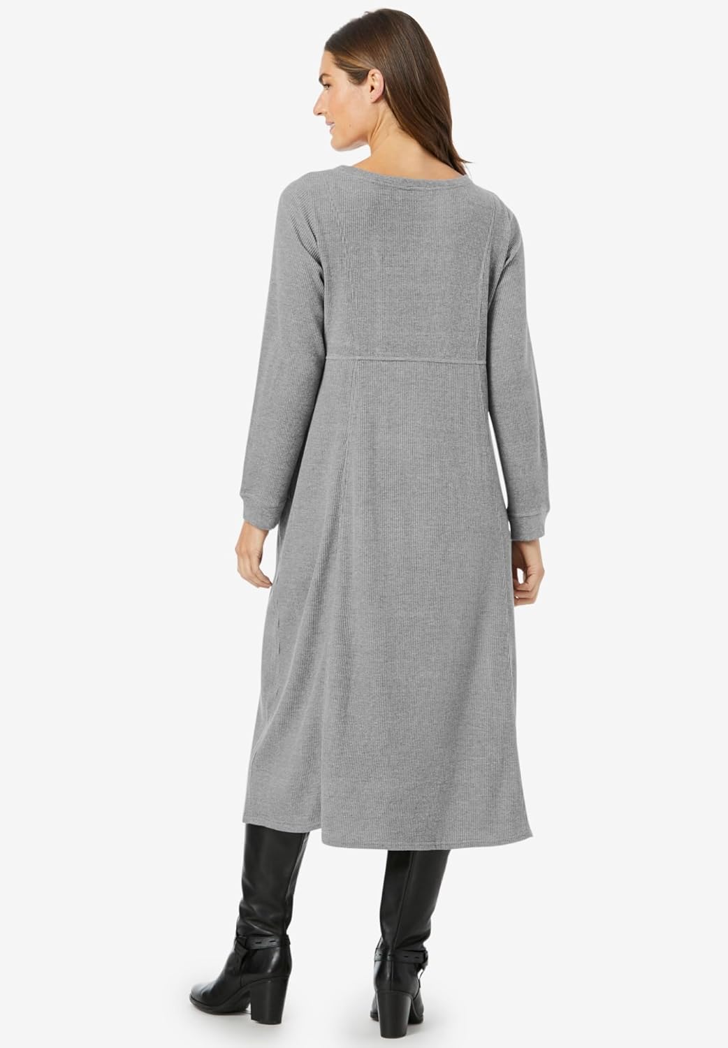 Woman Within Plus Size Thermal Knit A-Line Dress - Image 2