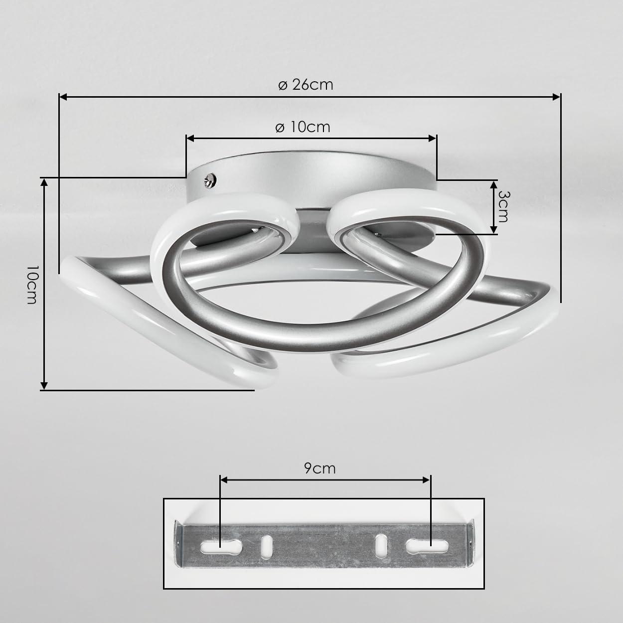 HOFSTEIN Lampa sufitowa LED Jaren, lampa sufitowa z metalu/tworzywa sztucznego w kolorze srebrnym/białym, regulacja CCT za pomocą przełącznika ściennego, 2700-4000-6000 K, funkcja pamięci, 24 W, do