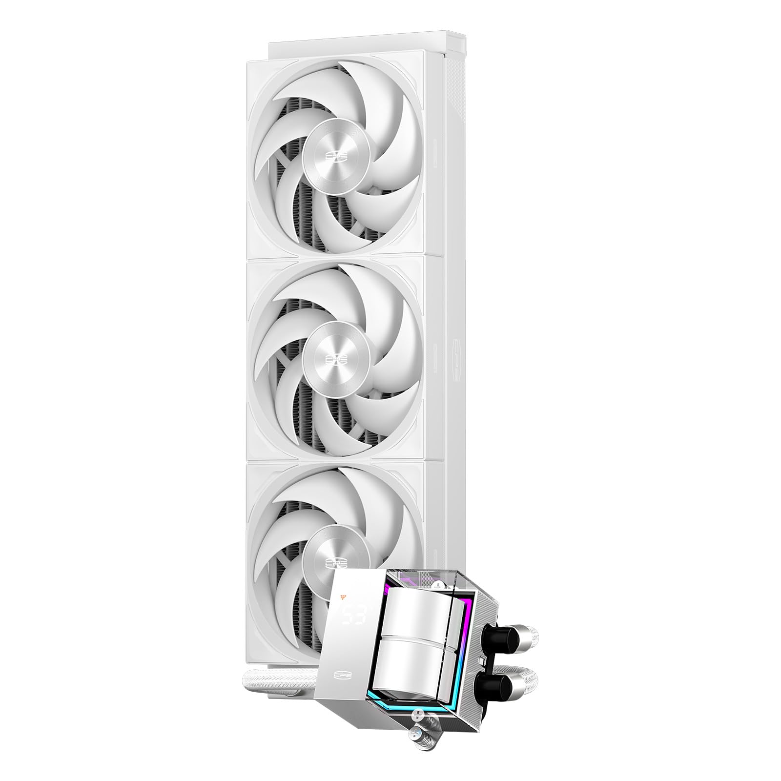 CPS DS360 Dissipatore Liquido AIO per CPU Raffreddamento Monitor Digitale Dissipatore Liquido 360mm per CPU per AM4 AM5 Intel LGA 1700/1851/20XX (DS360Pro Digital WH)