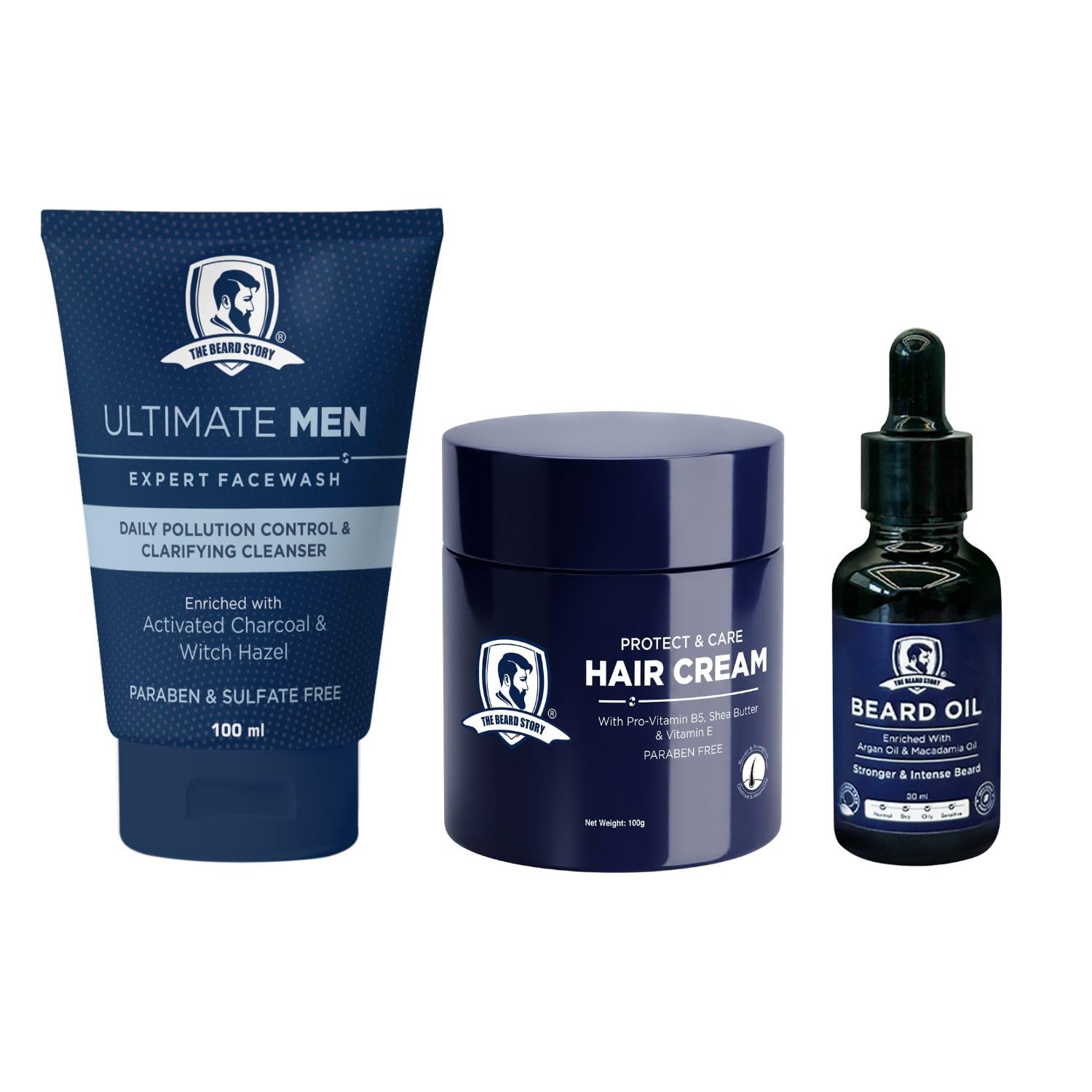 The Beard Story Mens Grooming Kit for Men, Boyfriend, Husband, Boss, Friend & Brother For Anniversary, Birthday & All Ocassions | Sulphate free, Detan with the goodness of Vitamin E, Argan and Charcoal. Set of 3 Kit.-picture-11