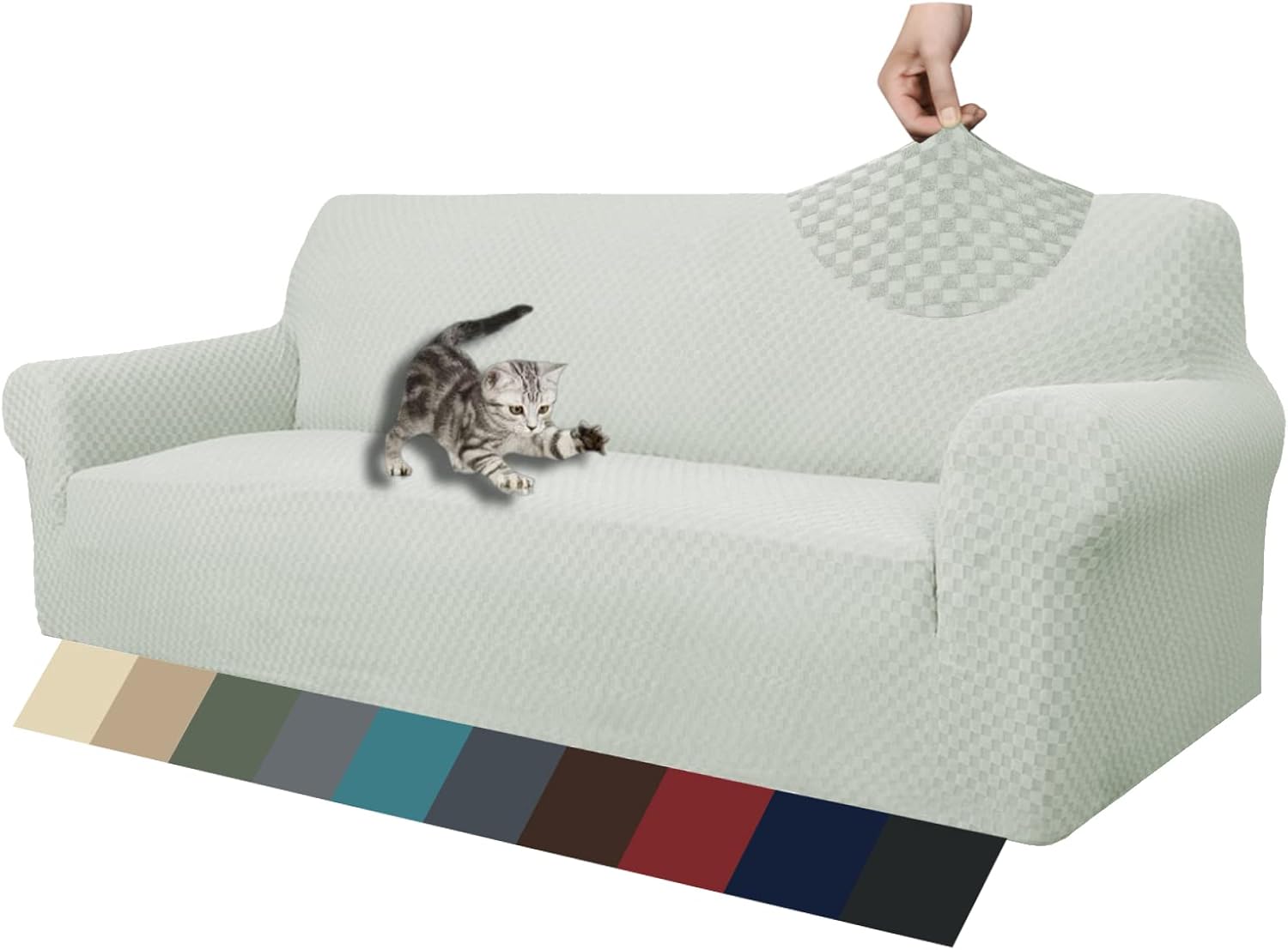 ZNSAYOTX 1 Piece Jacquard Couch Covers for 3 Cushion Couch