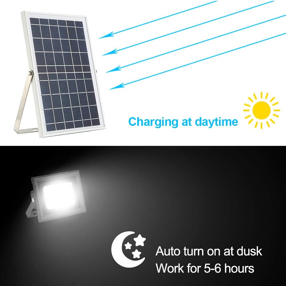 Nеw Prоduсt Solar Flood Light,HJLFA Remote Control 98 LEDs 10W Solar Panel IP65 Waterproof Solar Powered Flood Lights Outdoor for Flag Pole,Business Sign,Pool,Backyard,Patio,Parking Lot,Driveway