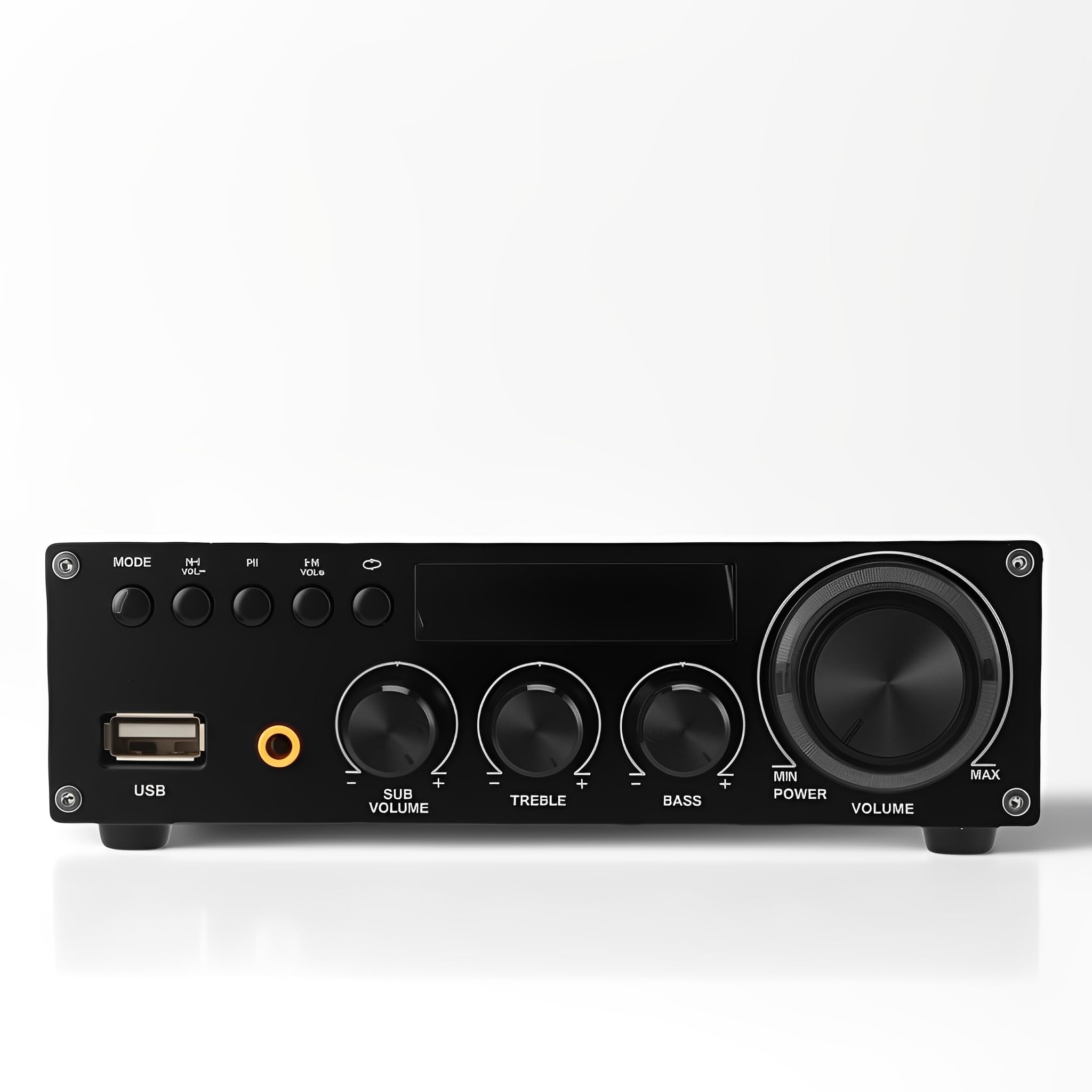 LICAEVEY 2.1Ch Bluetooth 5.1 Mini Amplificador Estéreo con Salida de Subwoofer, 30WX2 + 60W Compact Desktop Audio Amp para Cine en Casa y Altavoces Pasivos con Control (Enchufe de la UE)