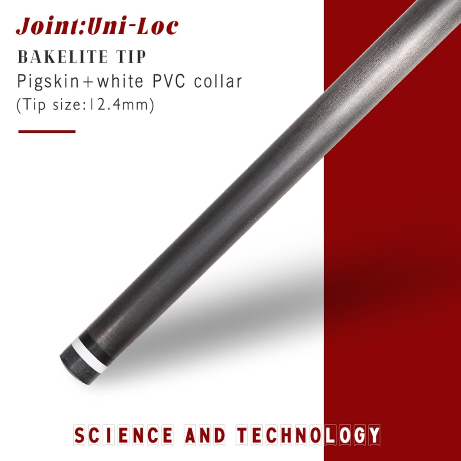 OKHEALING 100% Carbon Fiber Black Technology Shaft of Pool Cue Front Part for Billiard Play/Break/Snooker Cue Shaft with Foam- 737 mm,745mm,765mm (Uniloc(OKHEALING), 12.5 * 21.3 * 736.6)