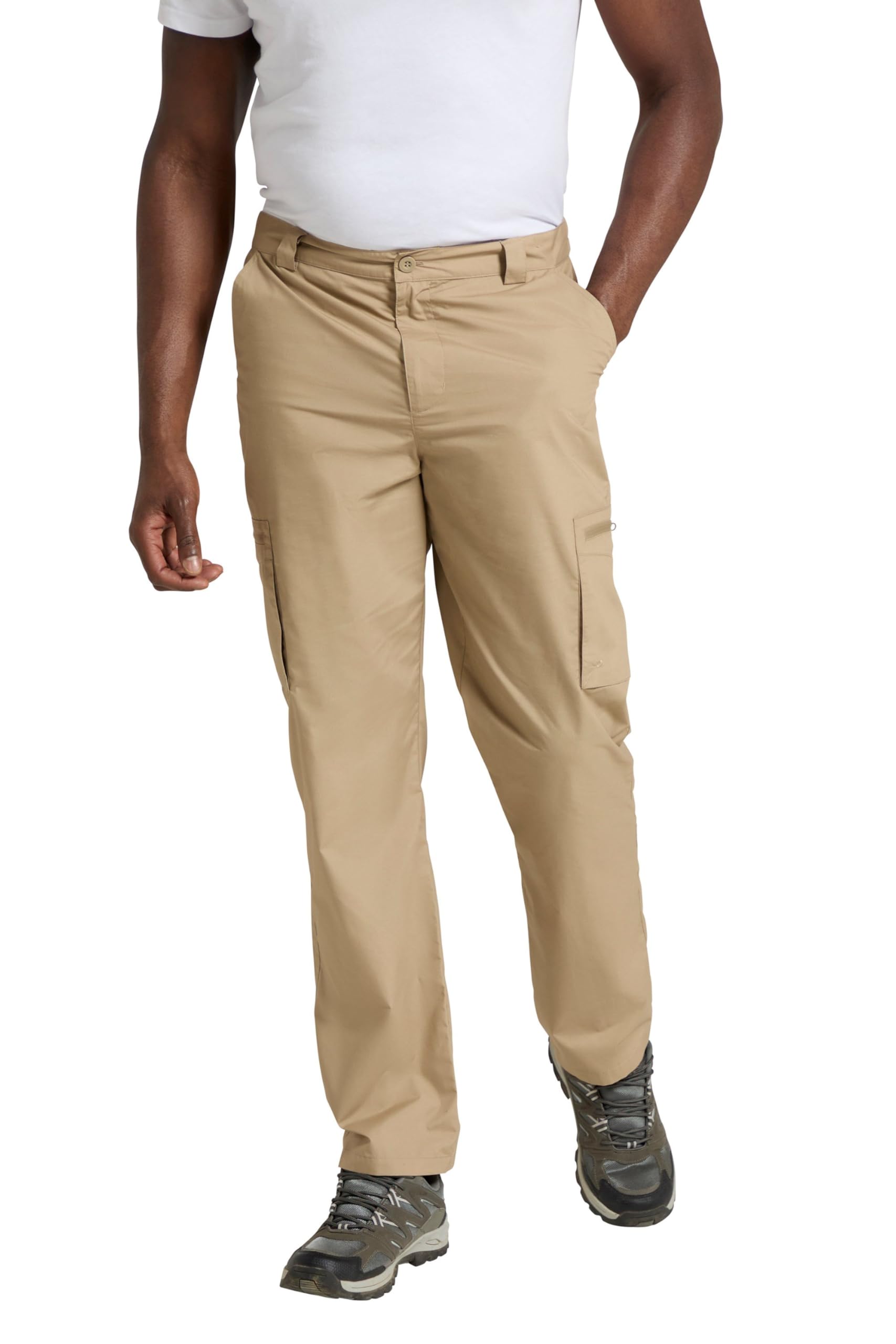 Mountain Warehouse Men's Dark Beige (Short Length) Trek Outdoor Trousers - Fast Drying Trousers, Elastic Waistband Casual Bottoms, 6 Pockets Regular Length Pants - For Travelling & Hiking Dark Beige W34 Size 34