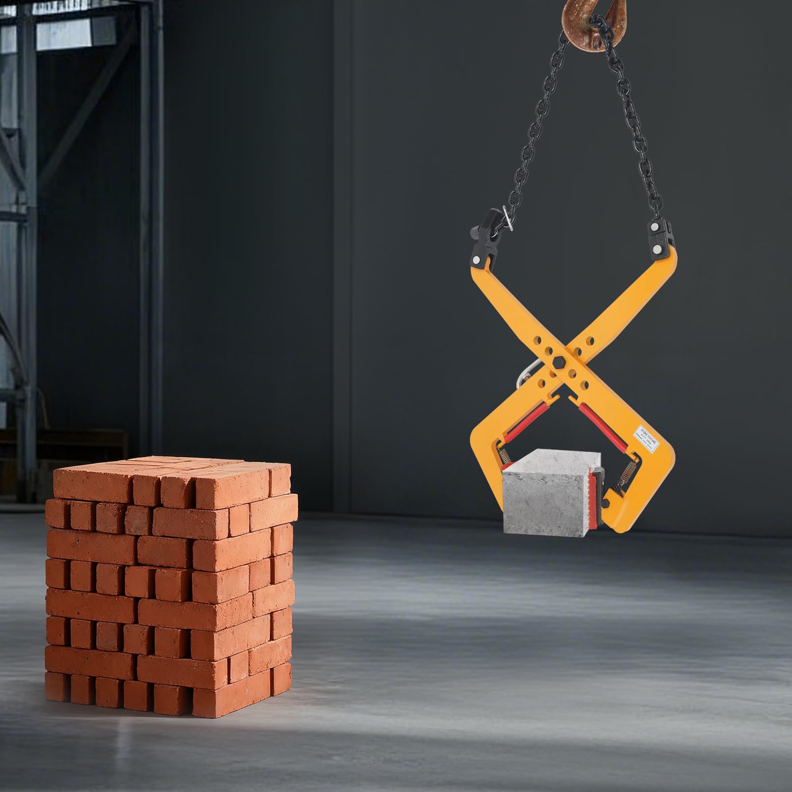 Palettenabzieher Klemme Bordsteinzange Hebezange Versetzzange BordsteinträGer Steinzange Hebeklammer Verstellbare Steinklemme 325-500KG für Heben von Holz Bretten Steinen usw (30-51cm Gelb)