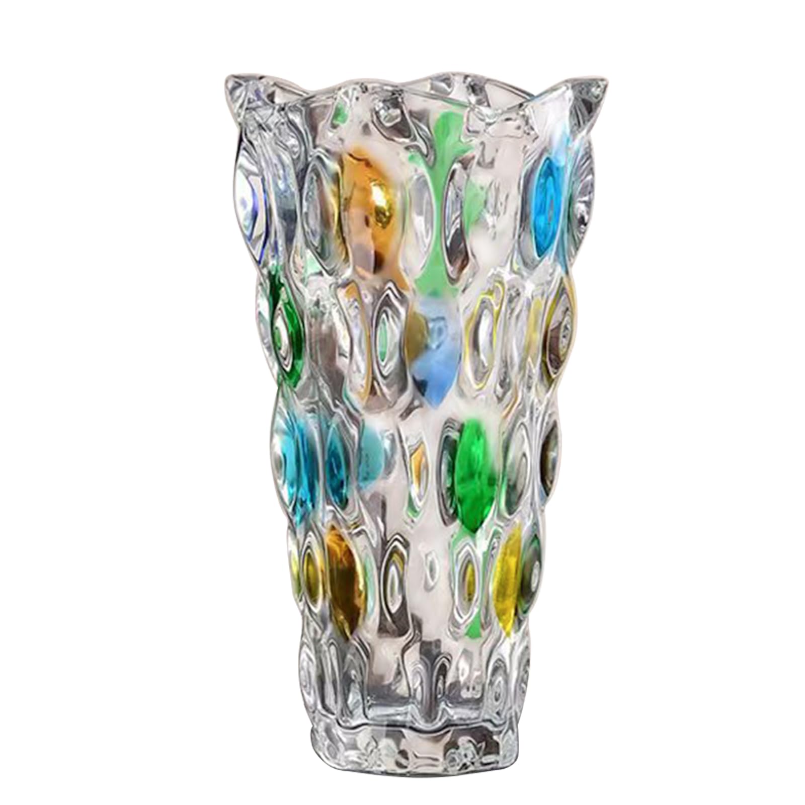[AiiBowy] Jarrones de Cristal 23cm - Jarrón de Cristal Redondo Transparente - Jarrones Decorativos Modernos - Bohemio para Decoración Jarrón para Decoración del Hogar, Decoración de Mesa - Coloré#2