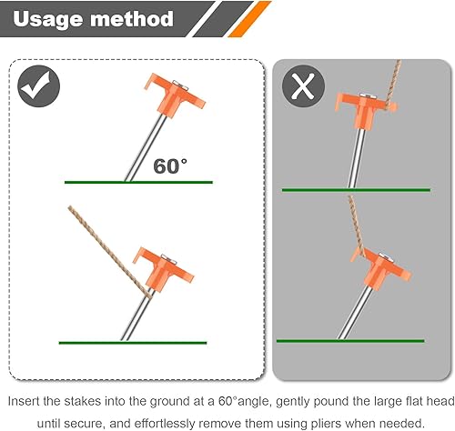 Miniatura 3 de Estacas de tienda de campaña, estacas de acero galvanizado resistentes diseñadas para acampar (6 unidades)
