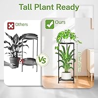 Vista 3 de iDavosic.ly Soporte de esquina de 2 niveles para plantas de interior, estante vertical alto de metal resistente para macetas al aire libre para Negro
