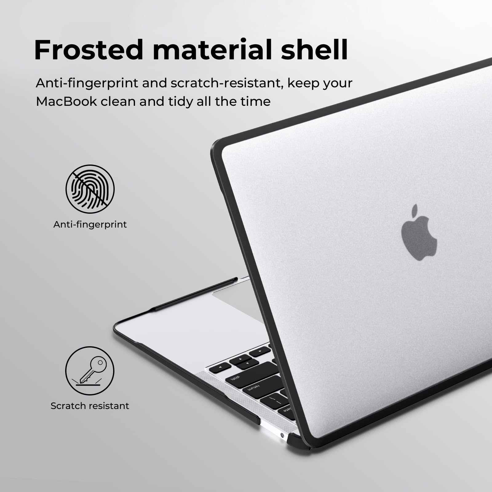 BlueSwan Anti-Cracking Hard Shell Case Compatible with MacBook Air 13 inch, M1 Chip 2018-2021 Model A2337 A2179 A1932, Anti-Fingerprint Soft TPU Bumper, Frosted Clear