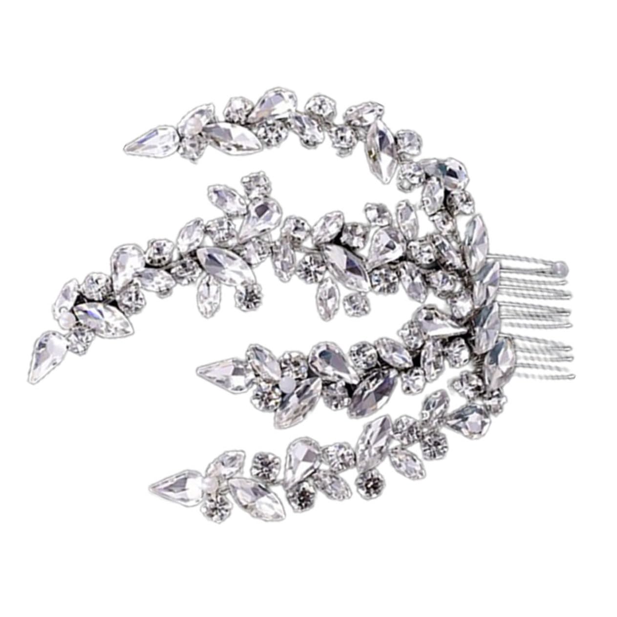 Rhinestone Hair Comb Flower Party Accessory Bridal French Clip for Women
