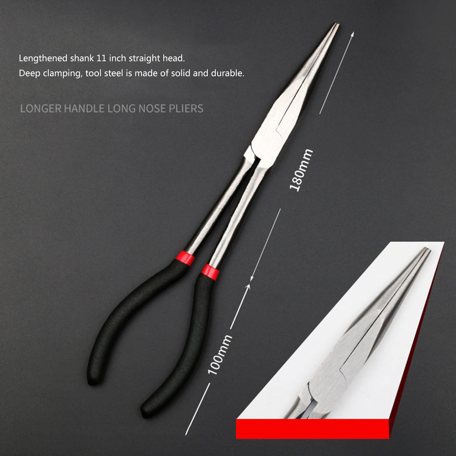 Set di pinze a lungo raggio da 28 cm Set di pinze a becco lungo ad ago dritto 45 25 gradi Angolo lungo Reach Pinze Set di pinze a becco lungo
