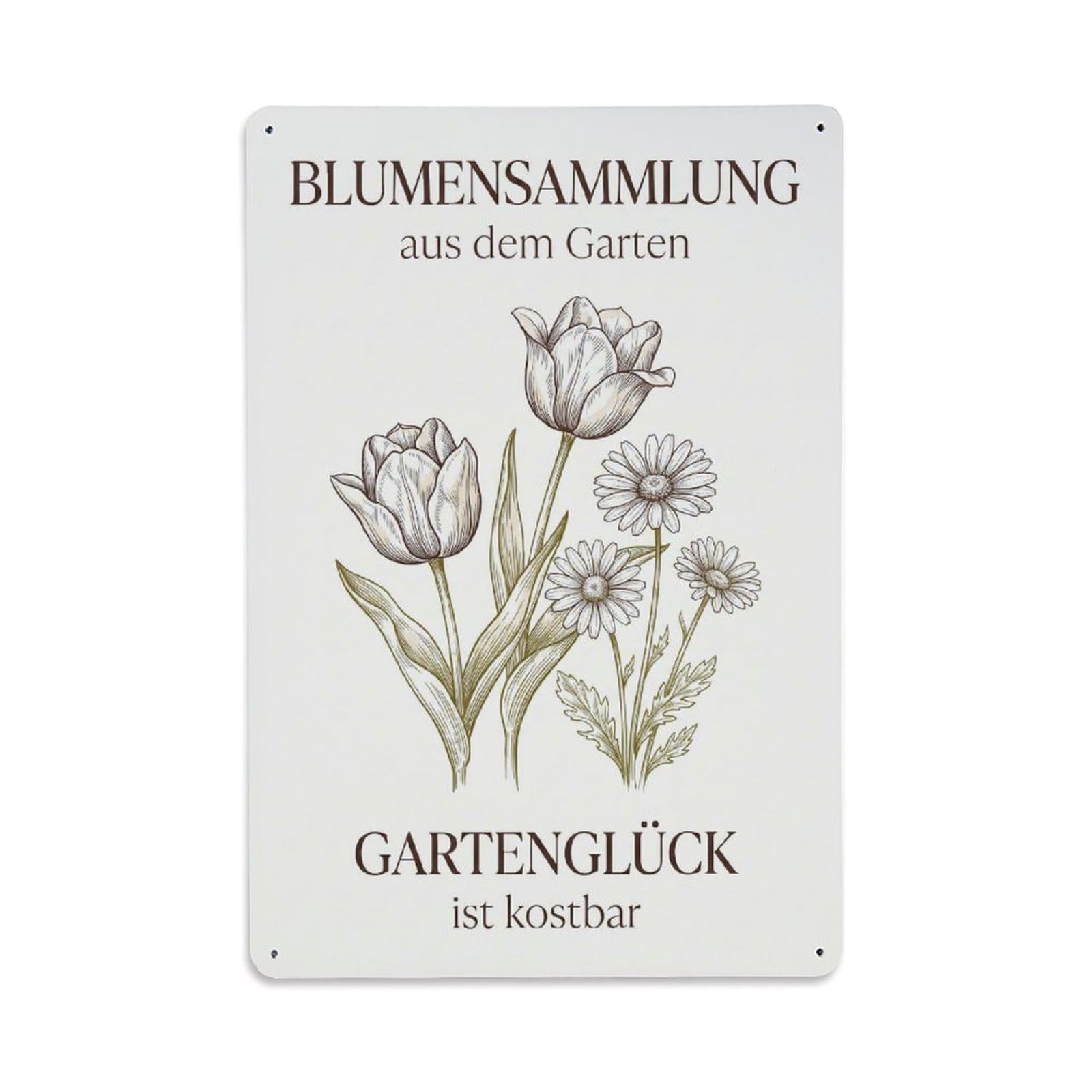 Botanical Flower Collection Graceful Timeless Metal Tin Sign Plaque Wall Decor for Cafe, Club Bar, Office, Garden Metal Poster 8x12Inch