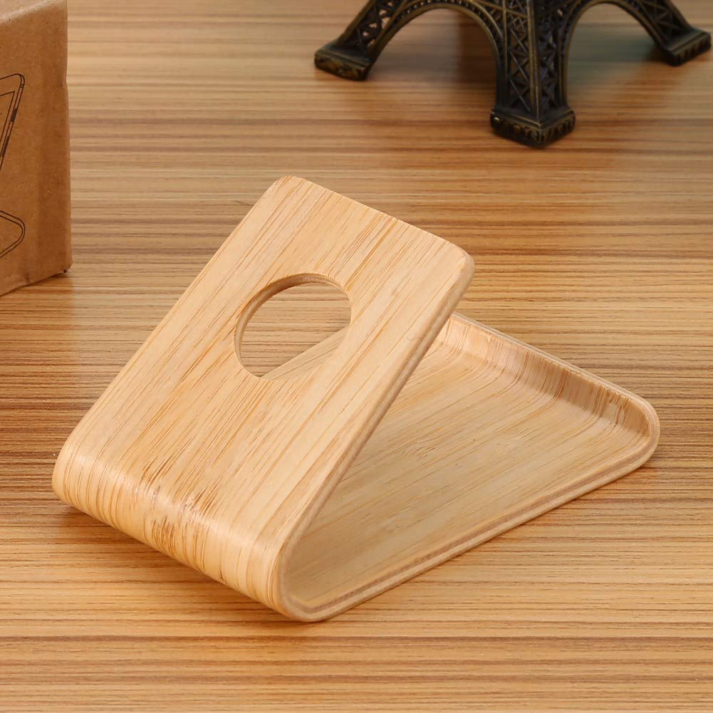 Support Téléphone Portable Bambou Avec Trou Charge - Support Bois Multifonction Amovible