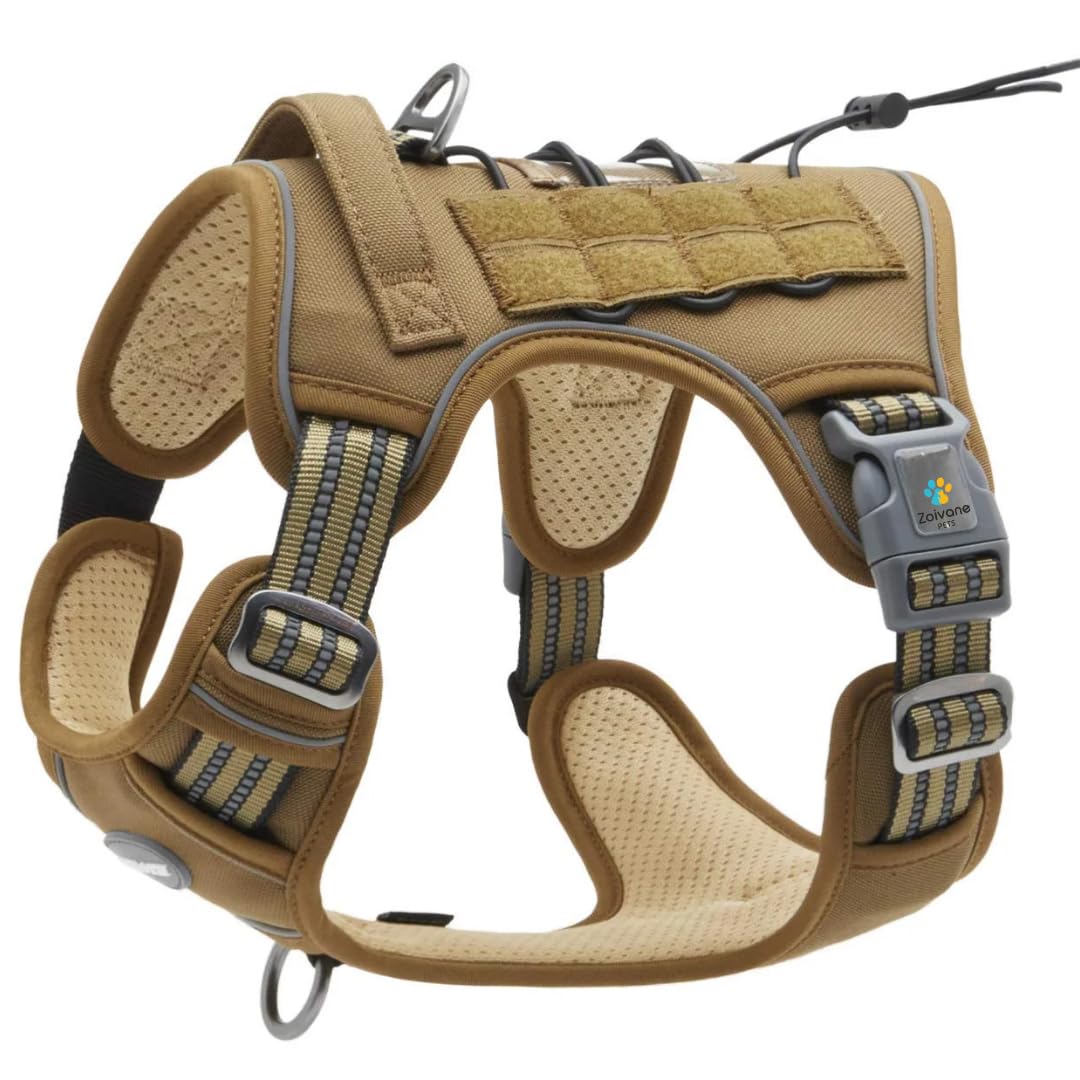 Zoivane Dog Harness | XL | No Pull Dog Harness for Large Dogs, Pet Harness with Safety Reflective Strip, Harness for Dogs Large Size, Control Handle Dog Belt, Dog Vest Harness (Khaki, 22.5kg - 45kg) (B0DBVHJ9T5) Amazon Price History, Amazon Price Tracker