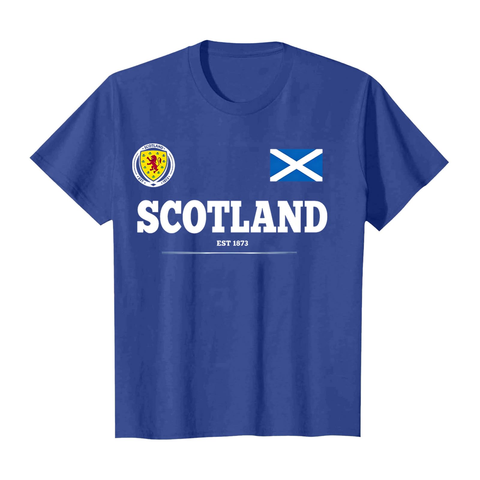 Scotland Football T Shirt Unisex Scottish Flag Short Sleeve Crew Neck Funny – Men Women Football Fans (A-Blue, S) — image 1