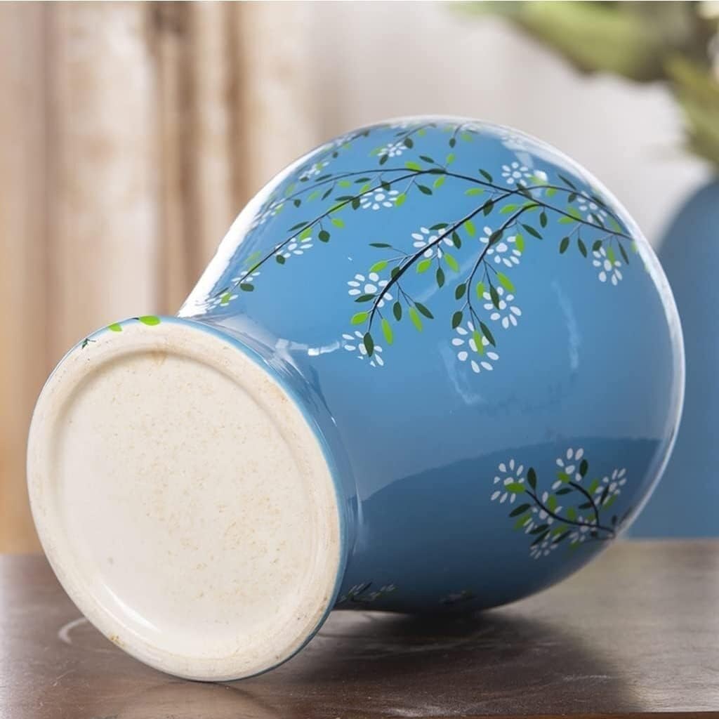 Food Storage Jar,Decorative Jar Ginger Jar Vase Decor Ceramic Blue Ginger Jar with Lid, Exquisite Beautiful Decorative Porcelain Jars Temple Jar with Lids Ginger Jars Stora,A-19 * 37Cm