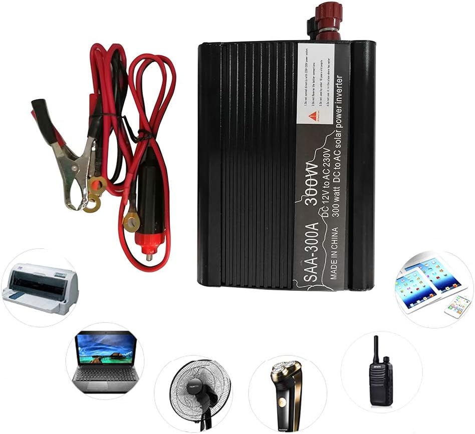 VISLONE Power Inverter, Power Inverter for Car, 300W Car Power Inverter Solar Power Inverter DC 12V to AC 230V Modified Sine Wave Converter with Dual USB Interface