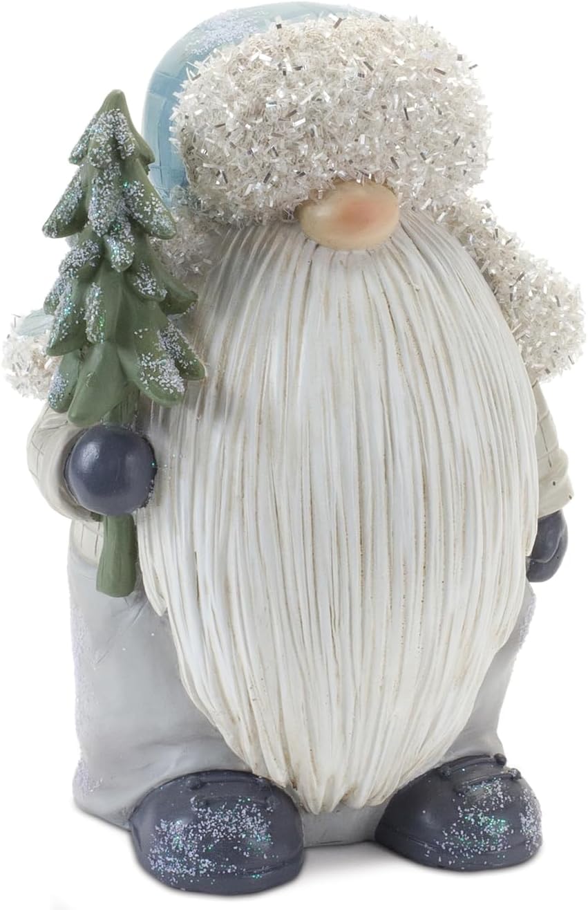 Melrose International Gnome with Pine Tree Figurine (Set of 2)